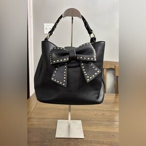 Betsey Johnson “Hopeless Romantic” Black Faux Leather Shoulder Bag